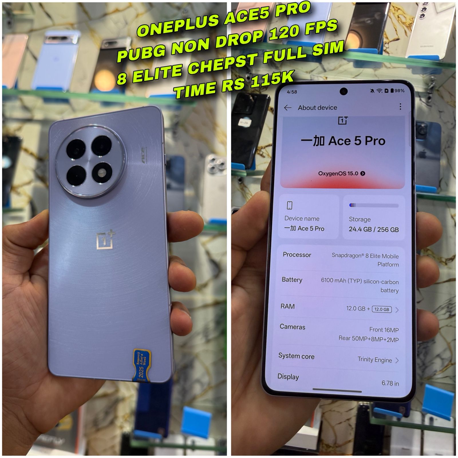 OnePlus Ace 5 Pro 12GB / 256GB 👑 PUBG 120FPS Beast